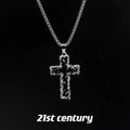 Titanium Steel Necklace: Niche Thorn Cross Necklace for Men—Black, High-End Cuban Chain, Streetwear Hip-Hop Necklace for Men